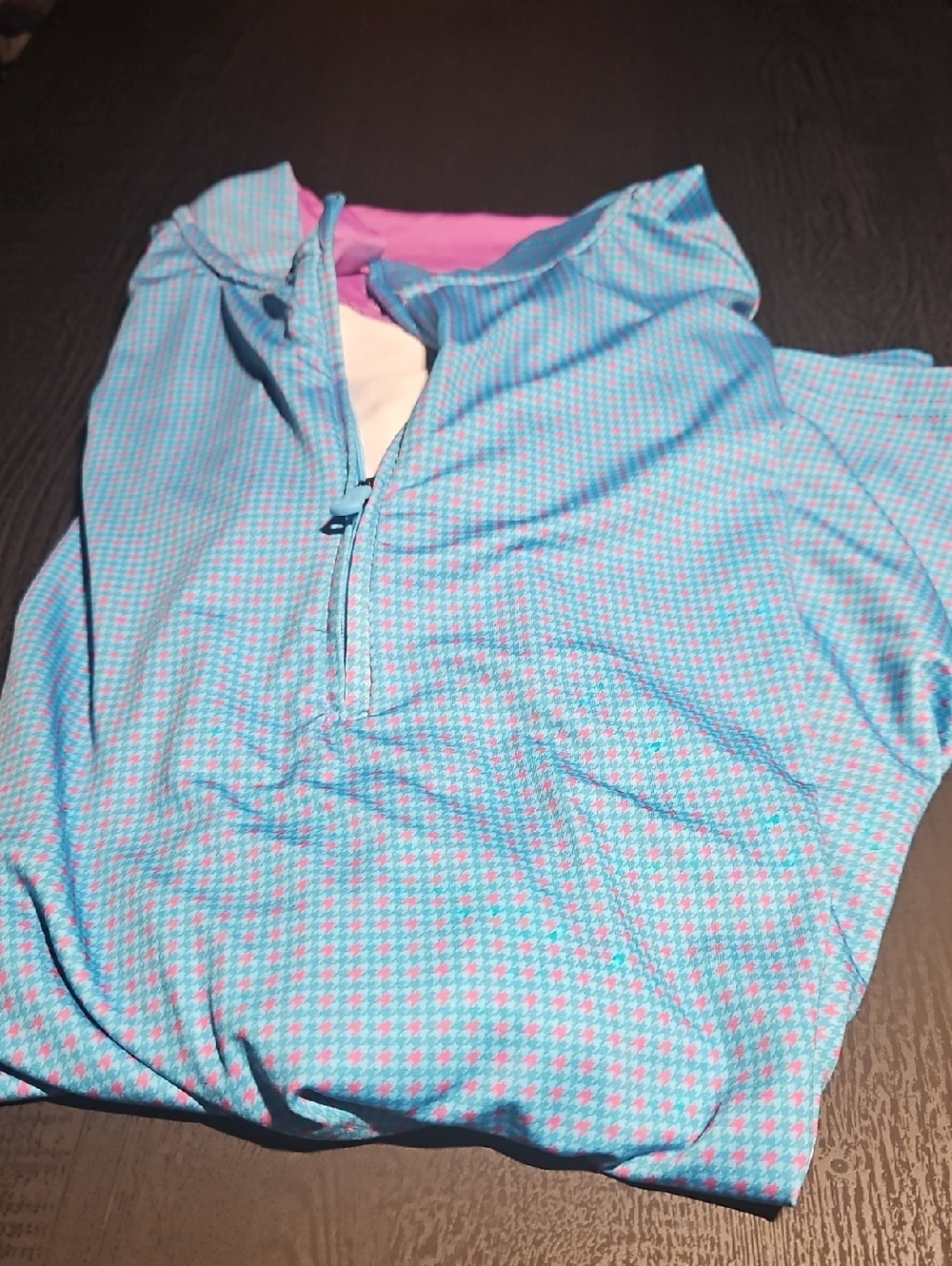 Lightweight Blue Shirt Jacket with Pink Trim